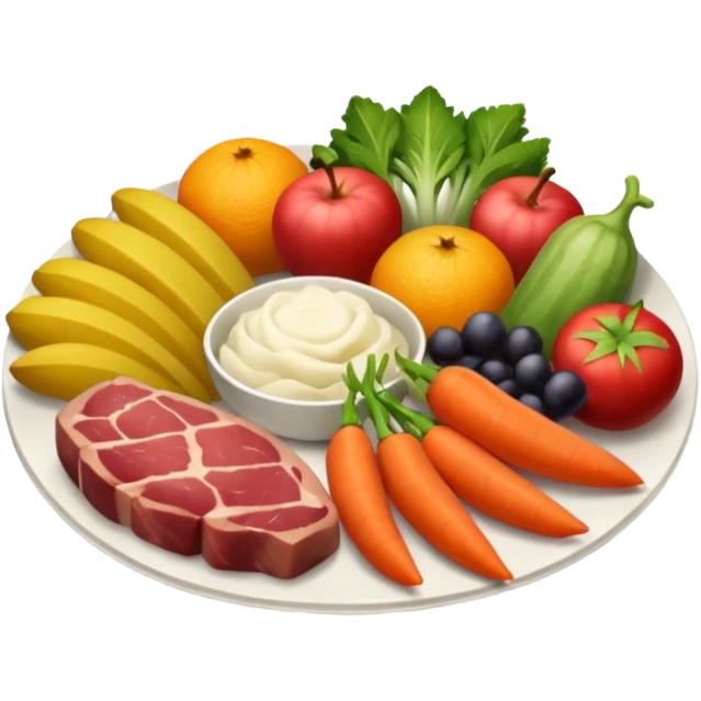 dinner with meat fruit and veggie emoji