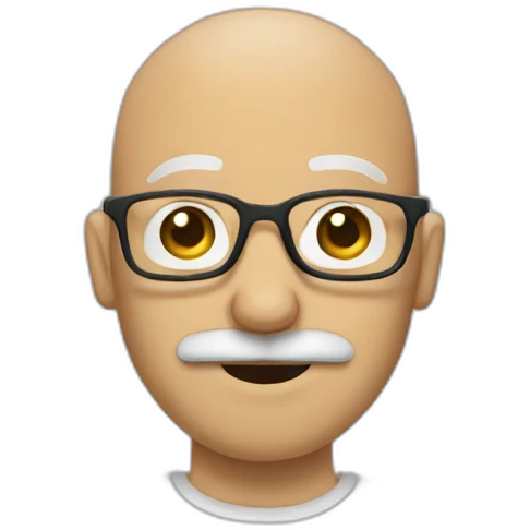 Bald man with glasses and mustach emoji