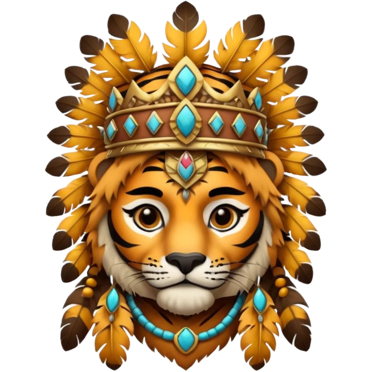 Aztec warrior in tiger pelt and feathered crown emoji