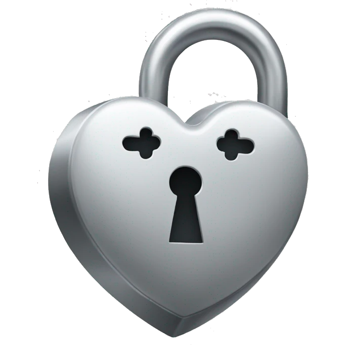 small Silver Heart lock  emoji