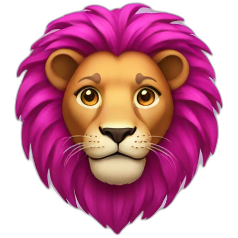 lion with magenta fire hair emoji