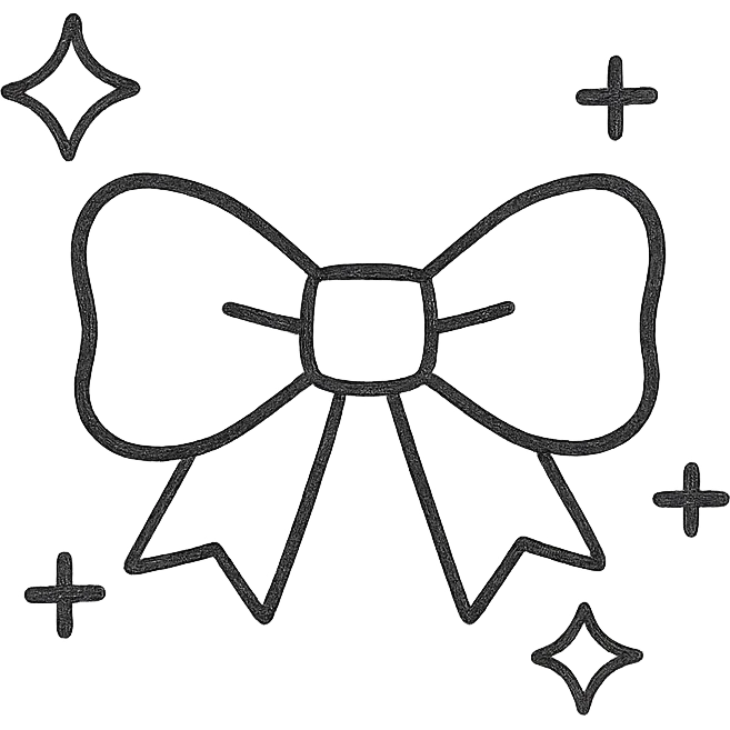Make the bow minimalist with neutral, minimalist colors, keep background transparent, in a hand drawn icon style with no fill. emoji