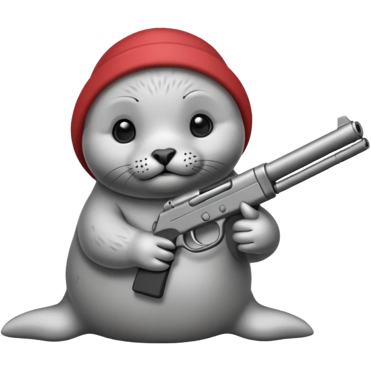 Baby seal with a gun emoji