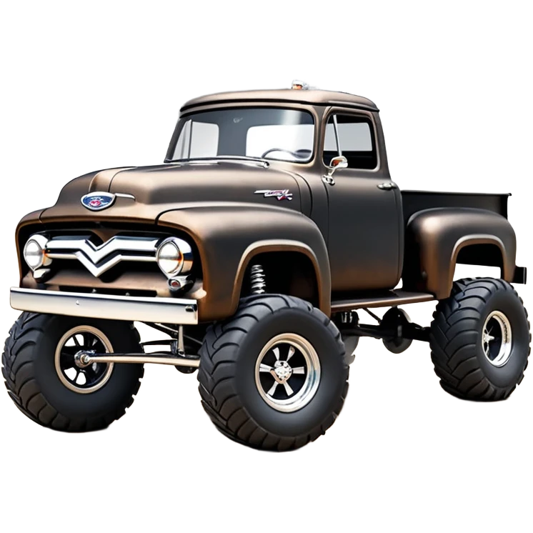 1:10 off-road lcg smoking rusting Arrma Traxxas Basher Wednesday Adam’s 1954 blackened tarnished hotrod utility streamlined anime Ford extended cab rc pickup (extra wide low-profile pin tires chrome wheels with fenders) emoji