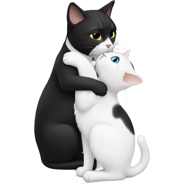 black and white cat kissing  emoji