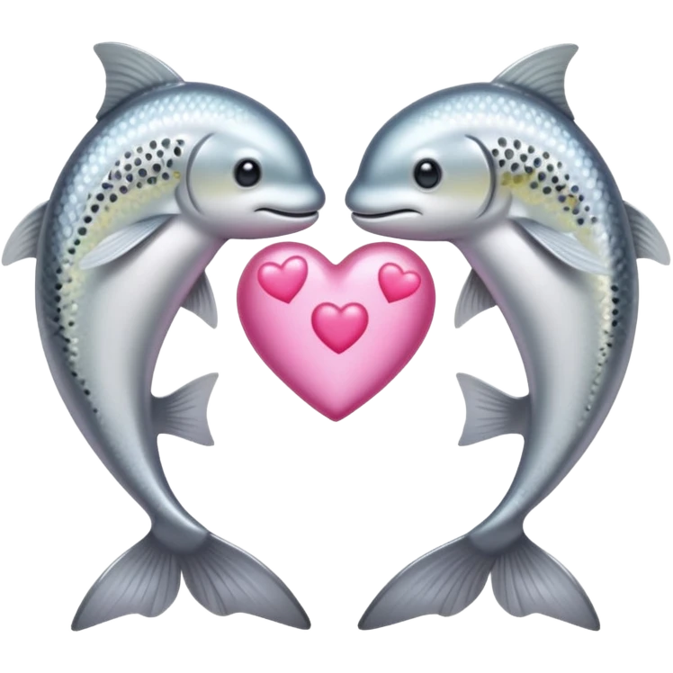 two trouts with a heart between them emoji