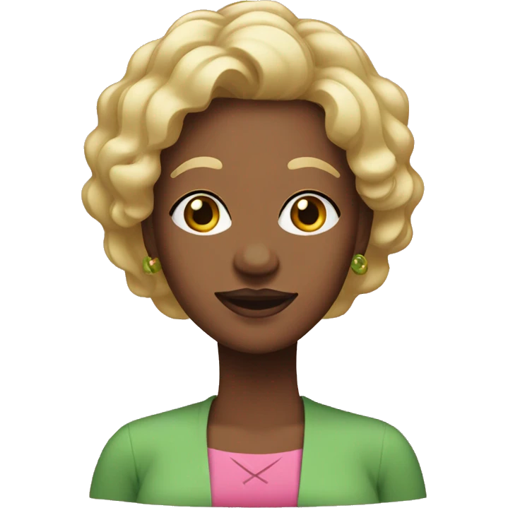 Older black woman with short golden blonde wearing pink and green hair emoji