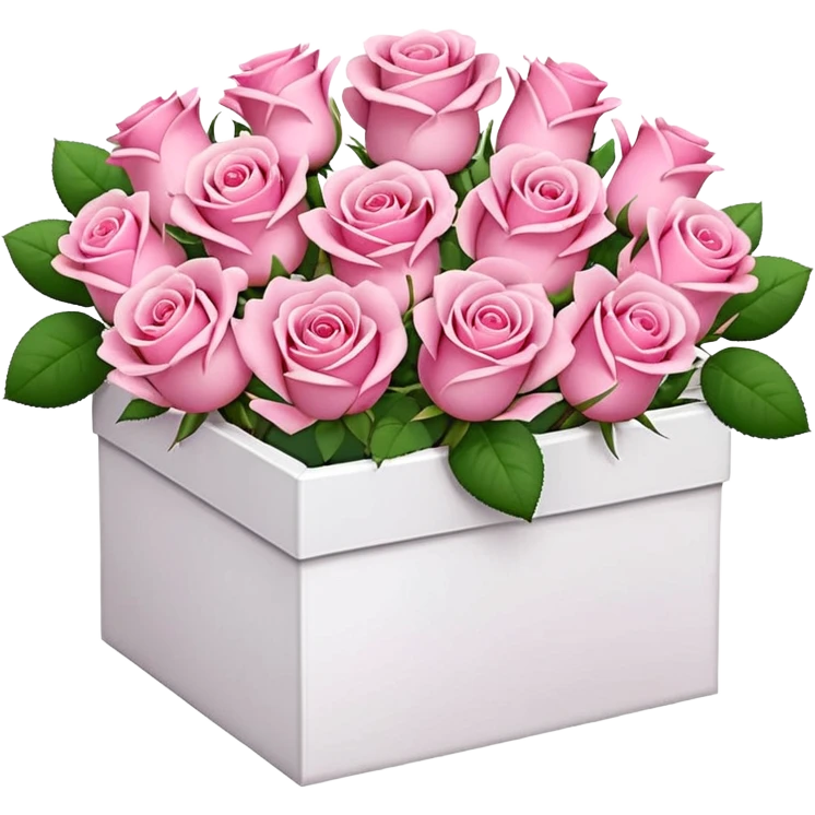 bouquet of pink 30 roses in a white box，no emoji