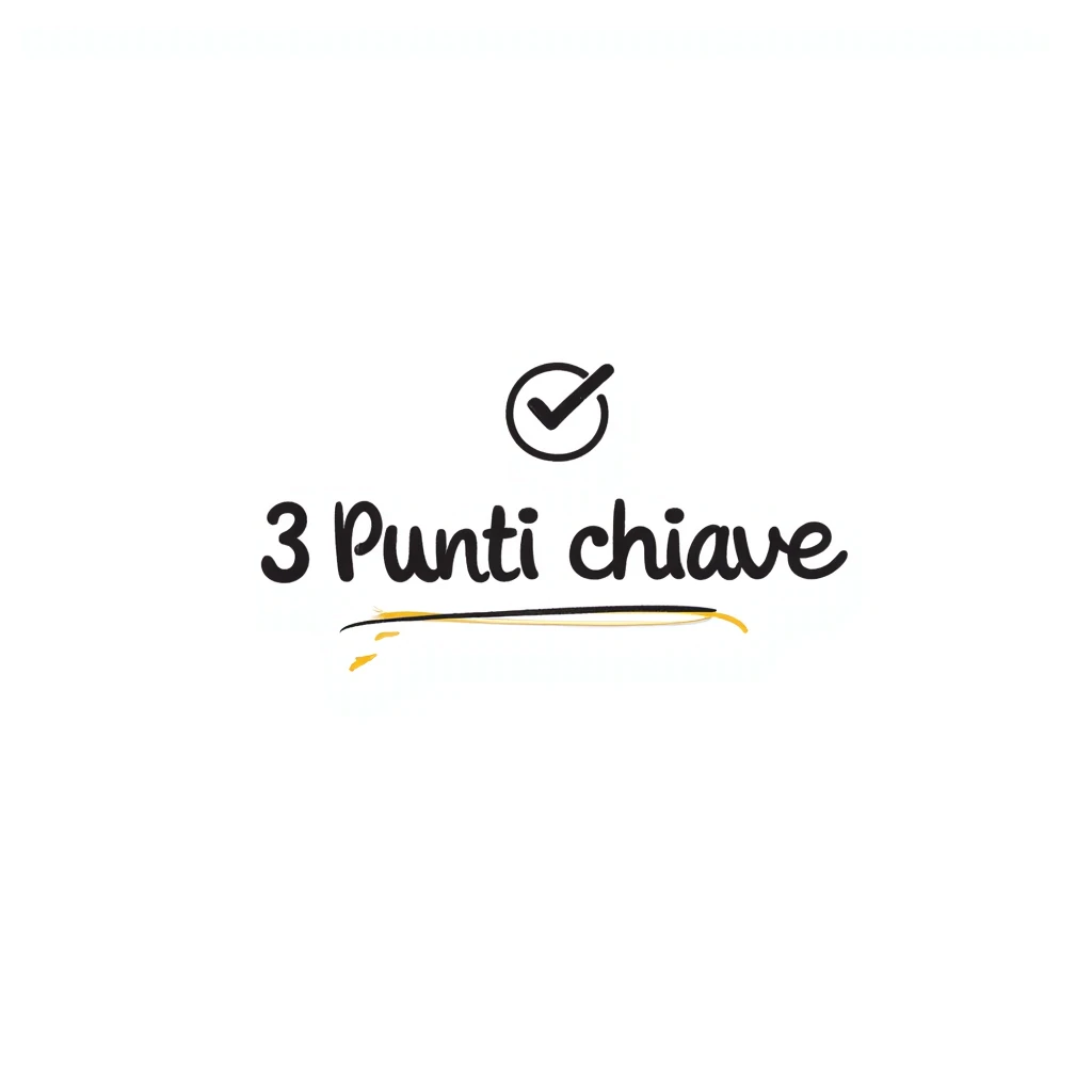 text '3 Punti chiave' with elegant and creative font, minimal icon of a check mark near the text, color accents, professional yet innovative style emoji