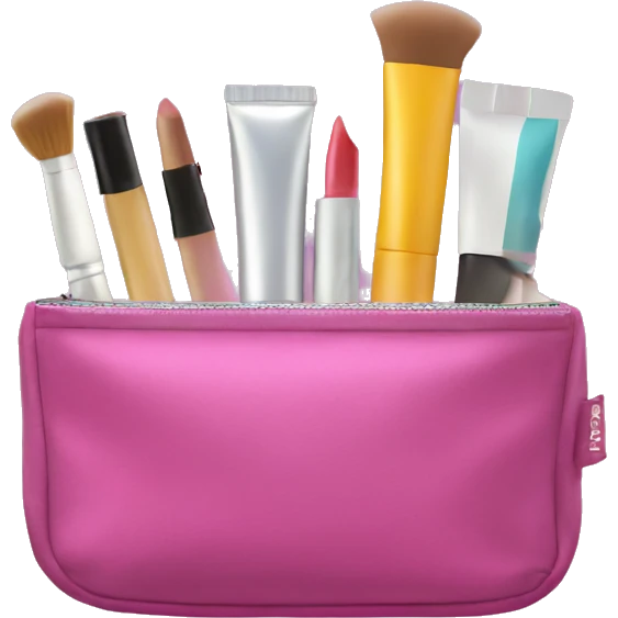 cosmetic bag with cosmetics peeking out emoji