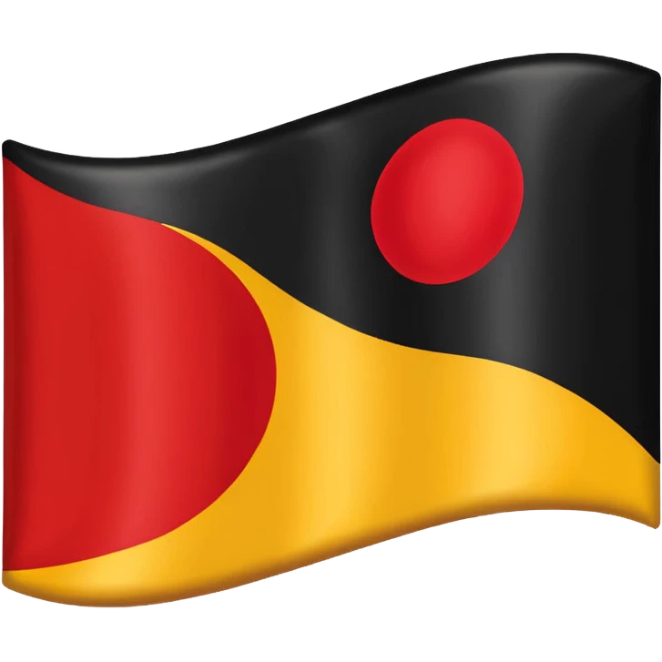 a rectangular flag with the top half solid black and the bottom half solid red with a medium-sized yellow circle in the middle overlapping both colours emoji