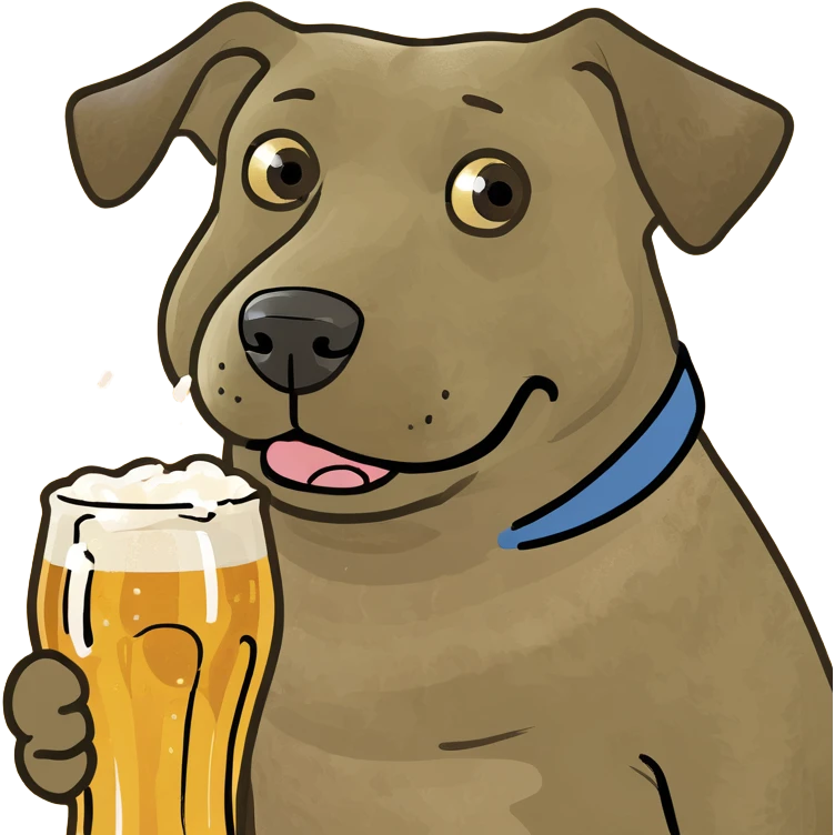 Dog with a beer emoji