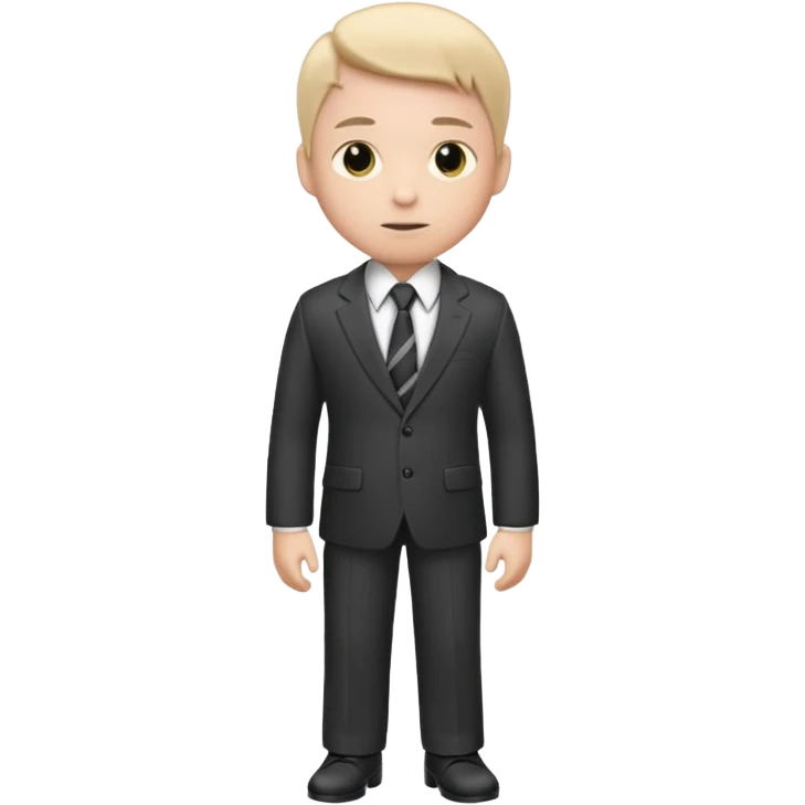 Mini character in oversized suit and tie emoji