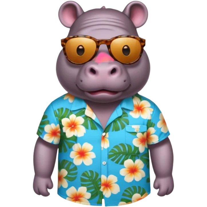 hippo with aloha shirt wearing sunglasses emoji