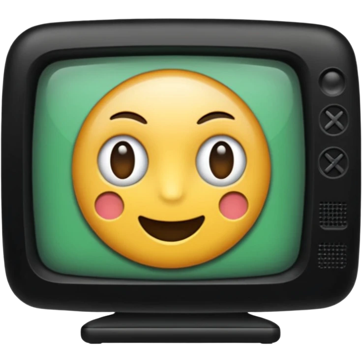черный телевизор с зеленым пиксельным экраном emoji