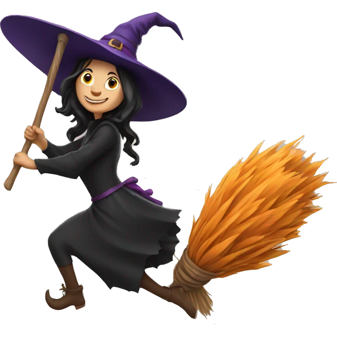 witch riding a broom emoji