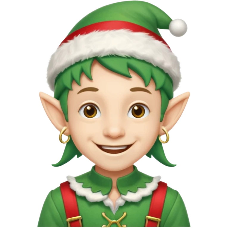 duende navideño con una sonrisa amplia y brackets en los dientes motivo odontologo emoji