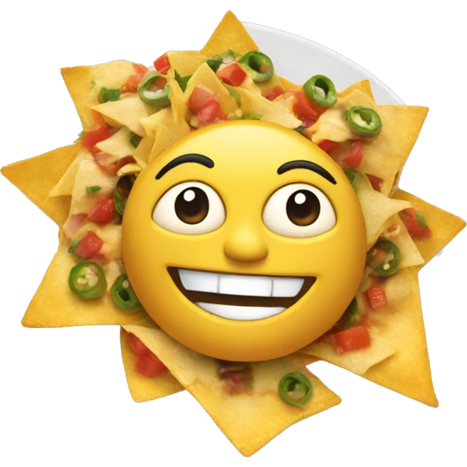 Smiling Supreme nachos on a plate emoji
