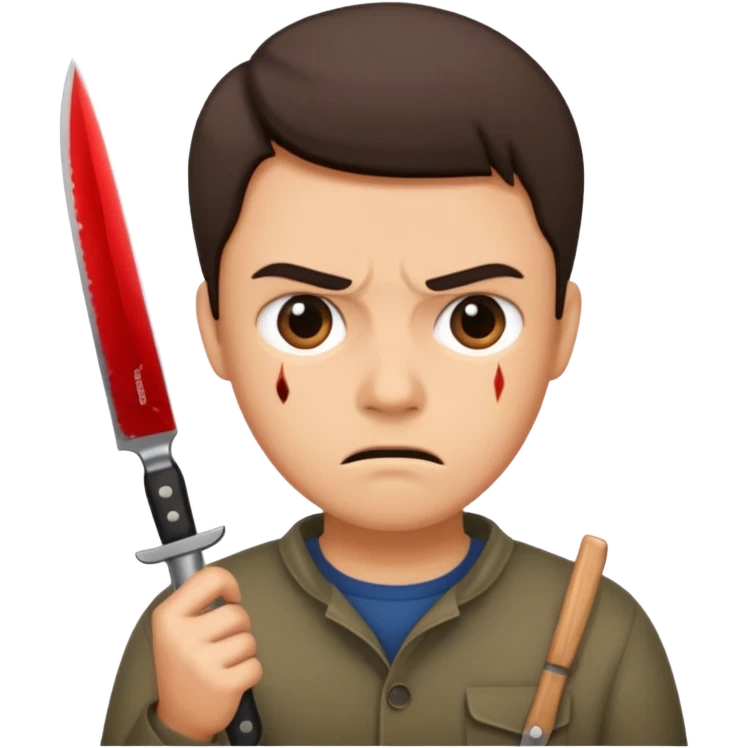 Annoyed face with knife in hand emoji