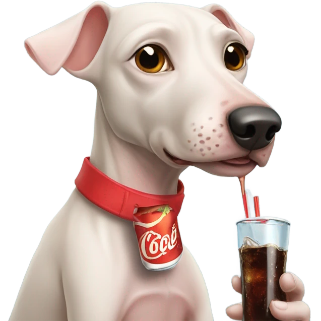 American Hairless Terrier drinking cola emoji