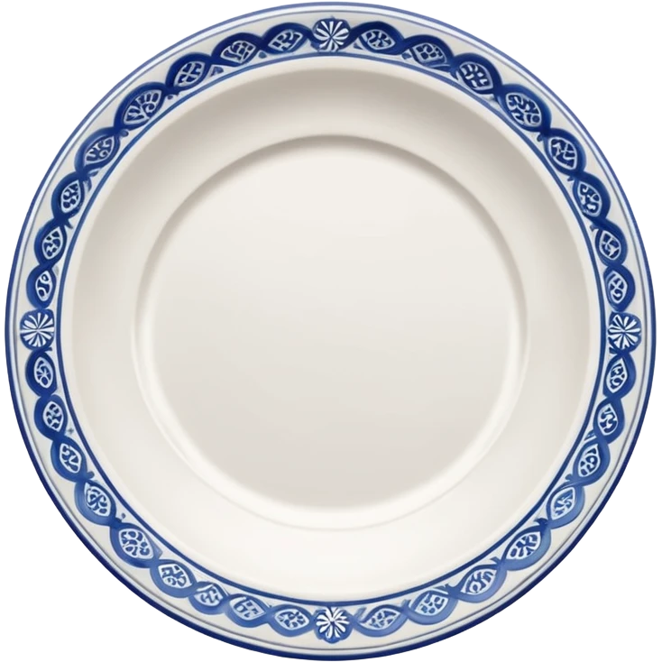 create me an image of ceramic plate in perspective view. with some embossed ornament on sides emoji