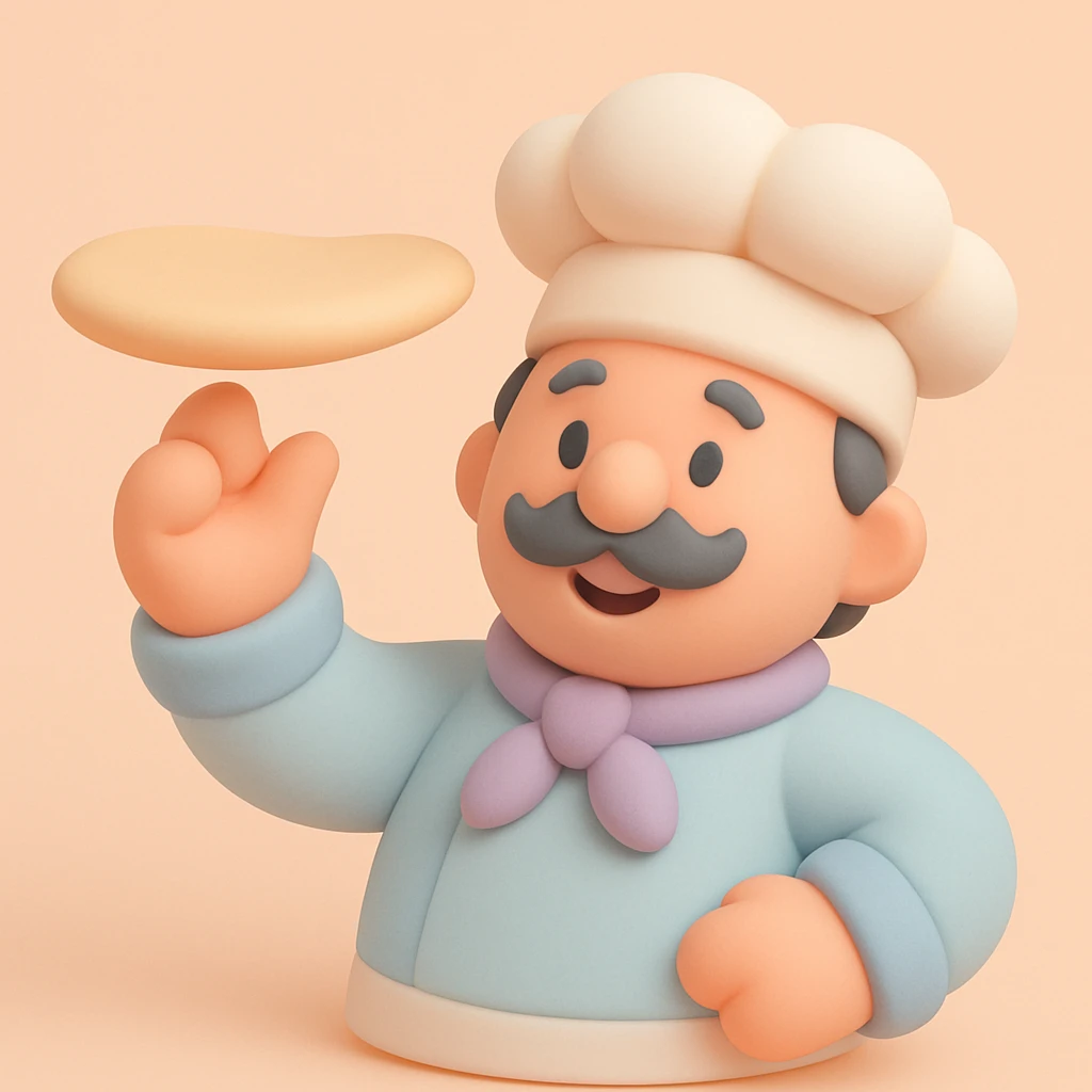 smiling Italian chef spinning pizza dough emoji
