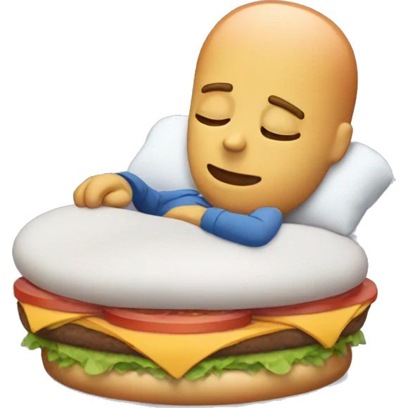 Asleep but dreaming of burgers emoji