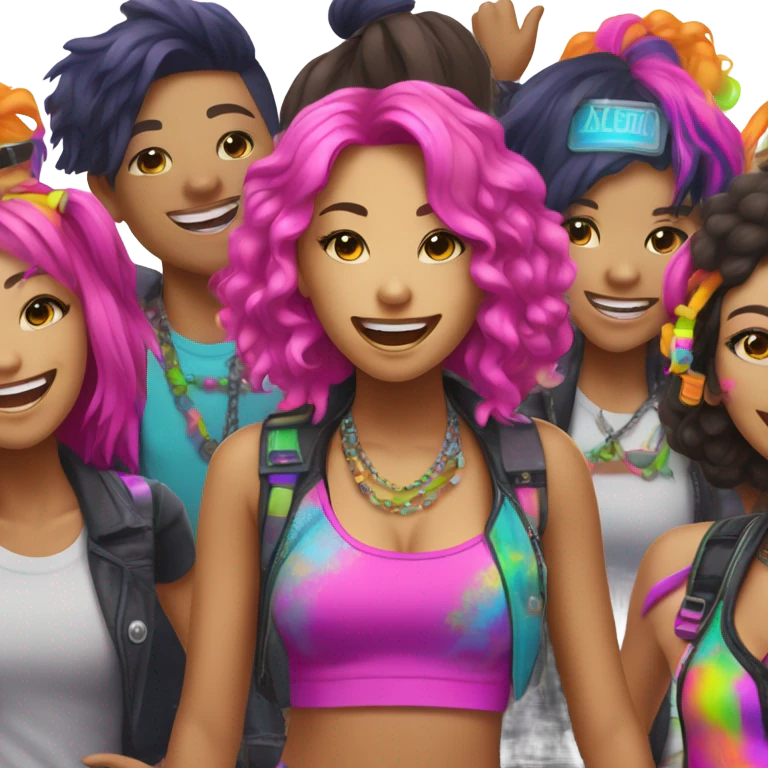 Rave leader Asian girl emoji