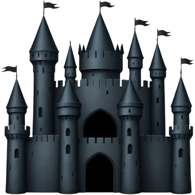 iOS emoji, minimal dark fantasy, black castle silhouette, flat emoji