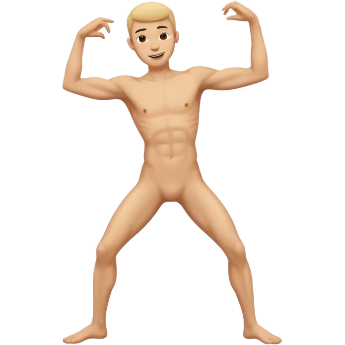 Skinny naked guy dancing happy emoji