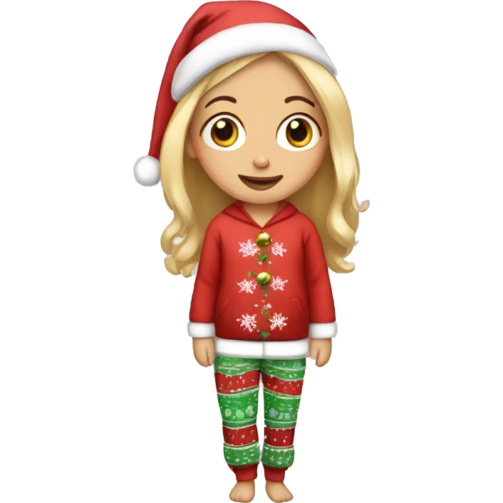 Girl in Christmas chill pyjama  emoji