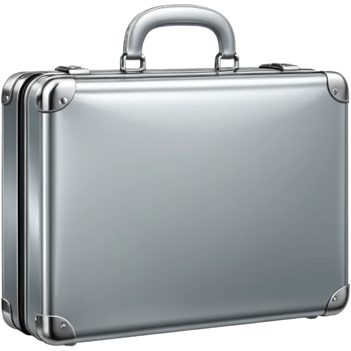 A luxury briefcase emoji made of polished silver chrome, smooth rectangular shape, metallic reflections, minimal high-end design, swag business aesthetic, iOS emoji style, centered, clean white background
 emoji