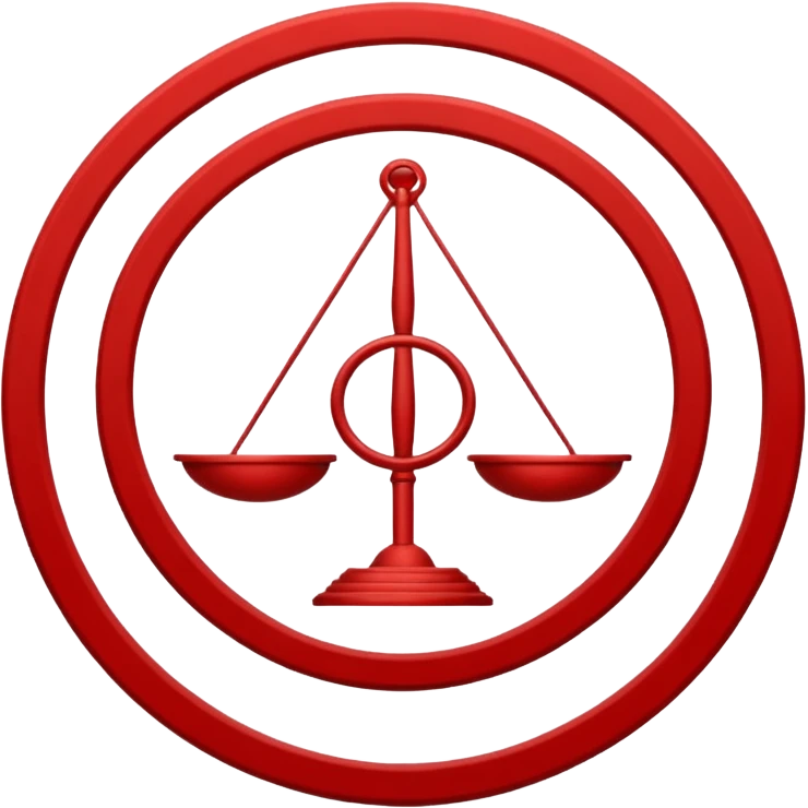 Create a circular casting sigil based off of the wizard101 balance school using base color off white/sand and trim color red. A scale is the main focus here  emoji