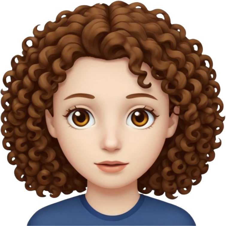 Pale skin, curly hair, brown eyes emoji