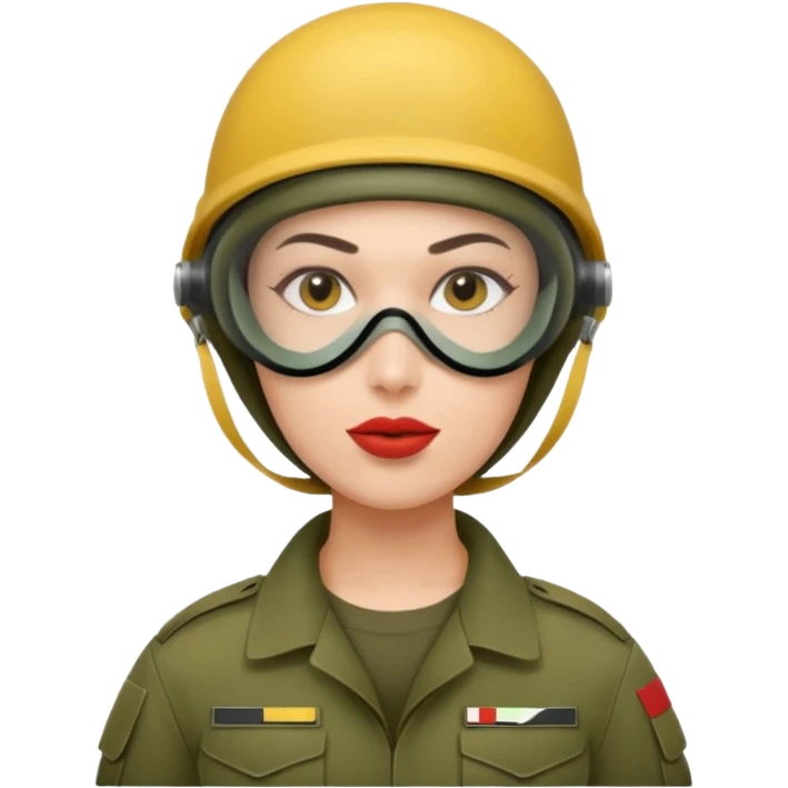woman soldier with hair style wearing mouth mask emoji