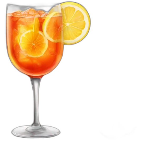 Aperol spritz in a high glass with a slice of lemon on the right side only emoji