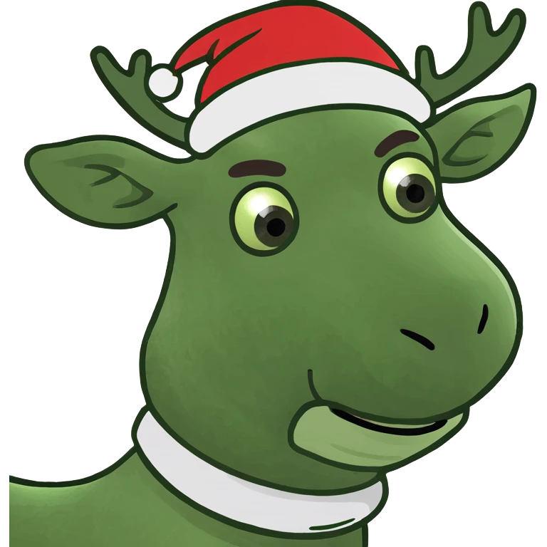 christmas reindeer wearing a santa hat emoji