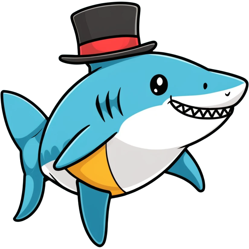 Shark with a top hat emoji