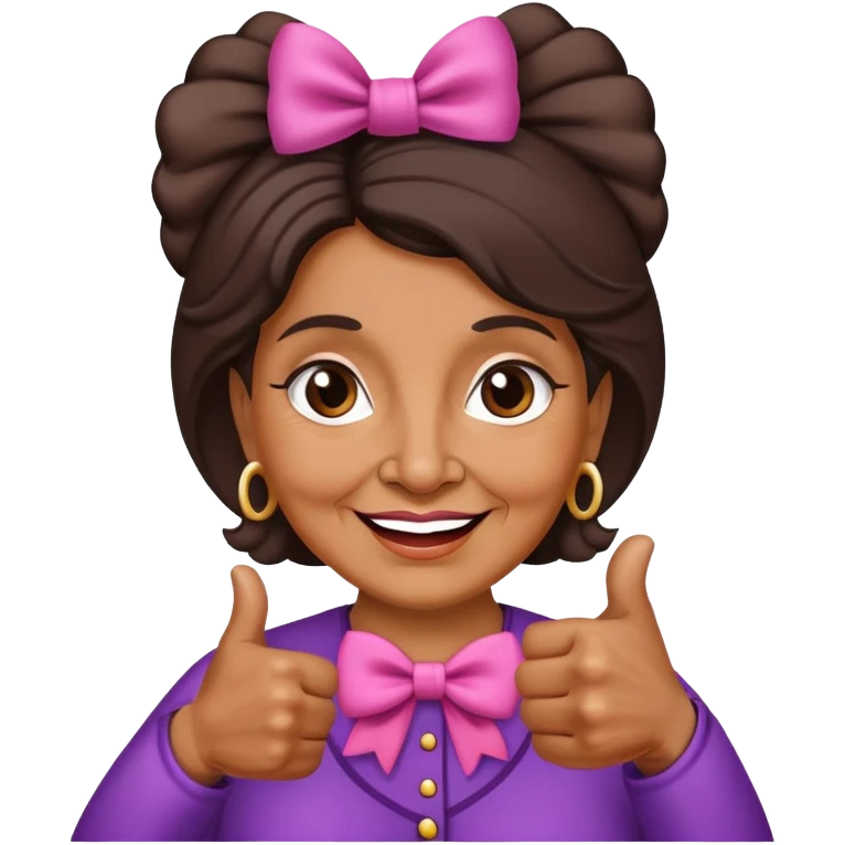 old Latina lady wearing a bow with a  thumb up  emoji