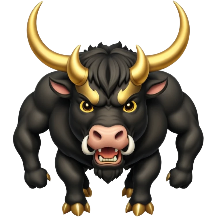 black angry powerful bull with golden horns emoji emoji