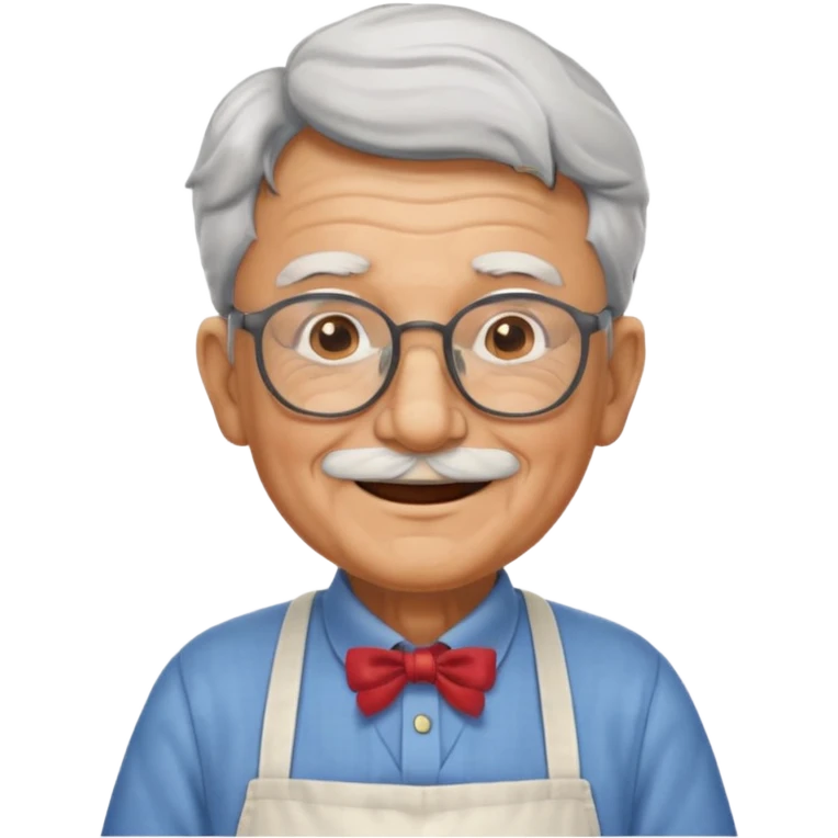 grandpa with apron, wearing glasses, focus status emoji