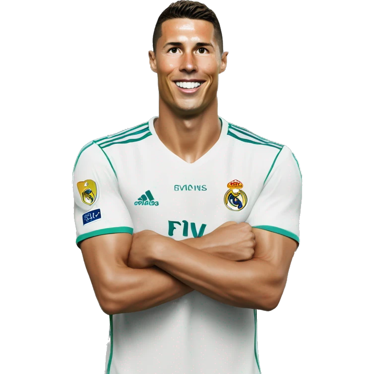 Ronaldo making his celebration with a Madrid jersey. emoji