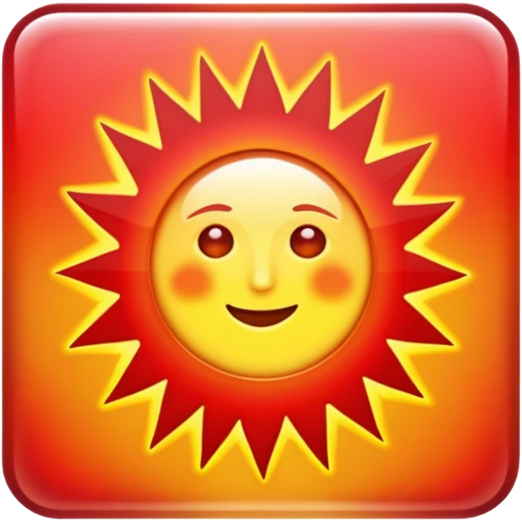 A rectangle with red sunshine inside emoji