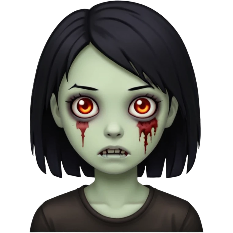 girl zombie with emo black hair emoji emoji