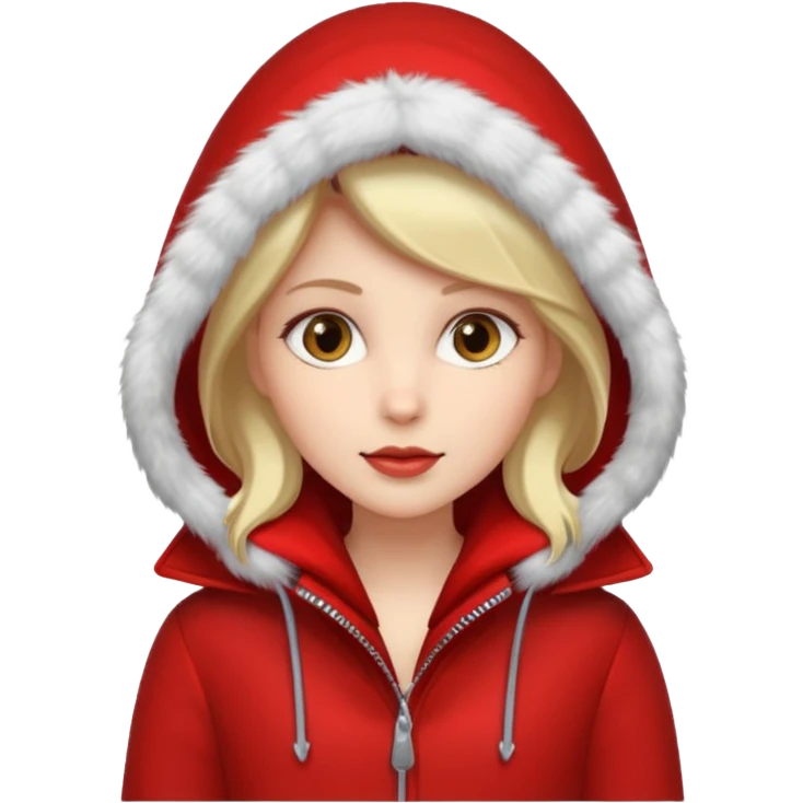 red winter coat for women with a hood emoji
