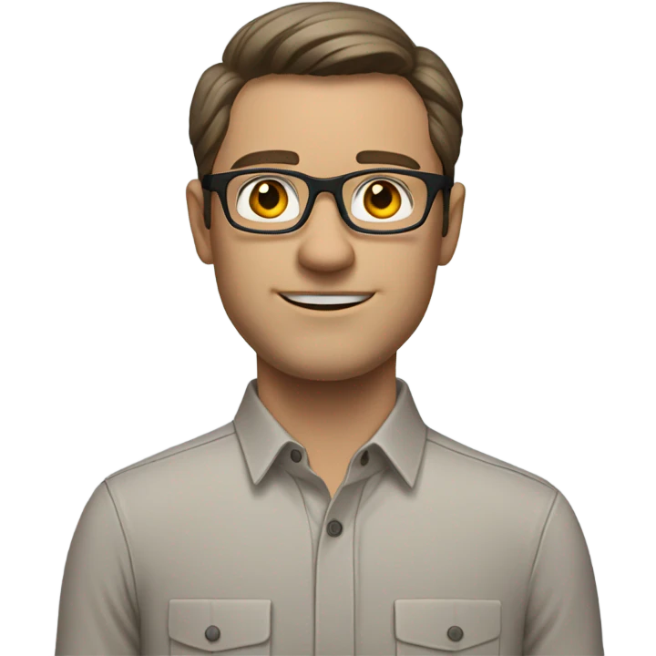 Pale Brunette man with glasses in button up shirt  emoji