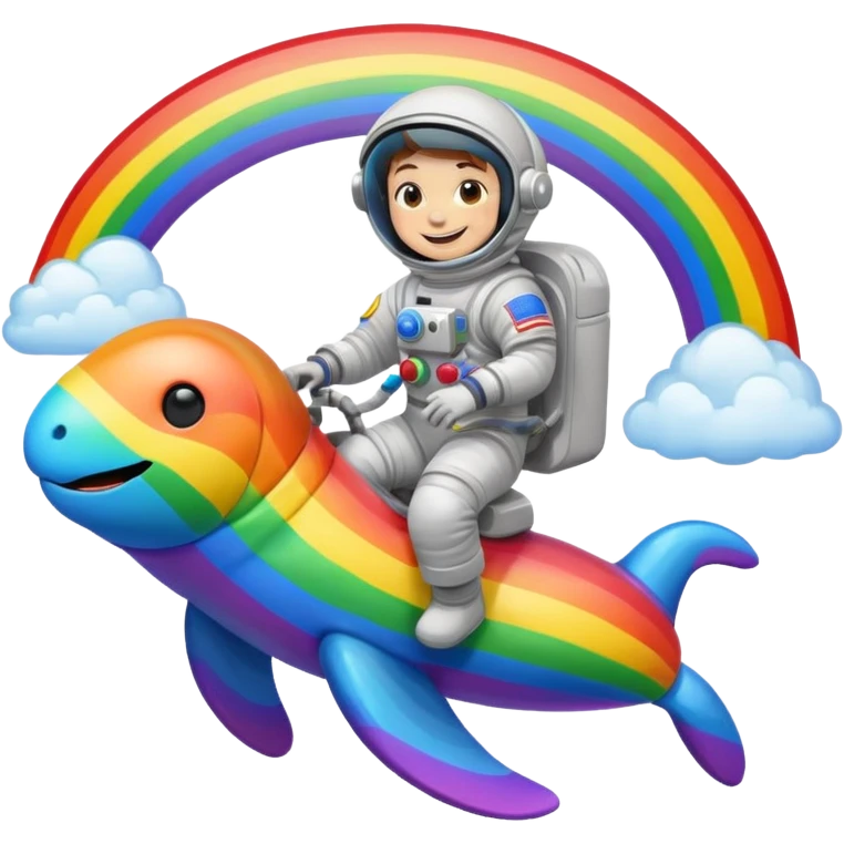 Astronaut riding rainbow emoji