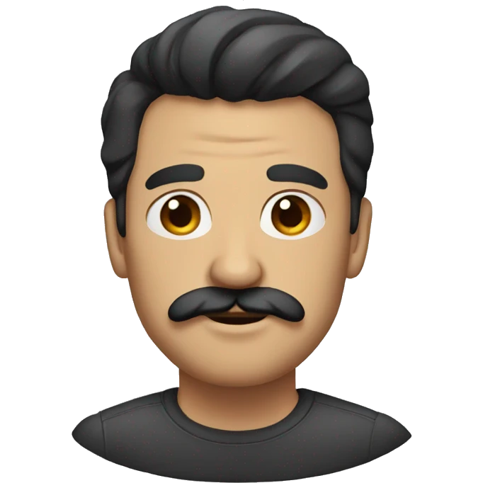 Man with short black hair and a big mustache emoji