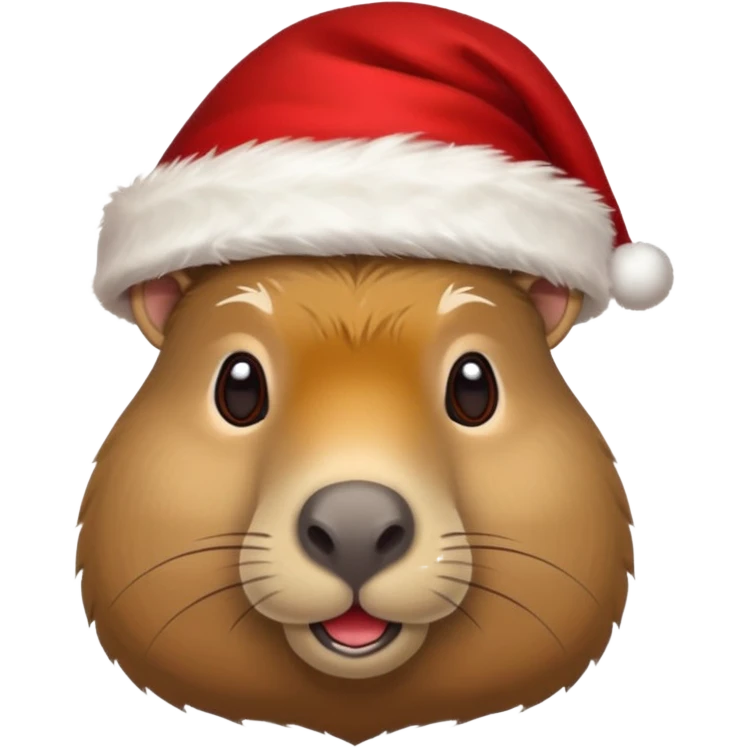 capypara wearing red hat of santa claus emoji