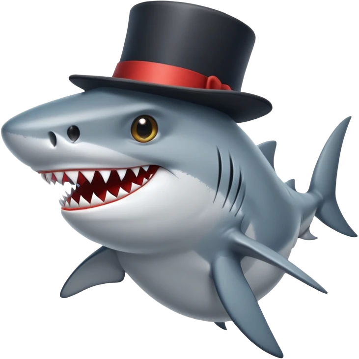 Shark with a top hat emoji